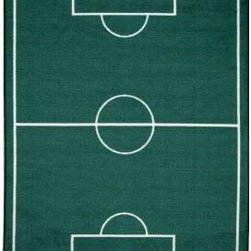 Fun Time Soccerfield Multi-Colored Area Rug - Kids Rugs