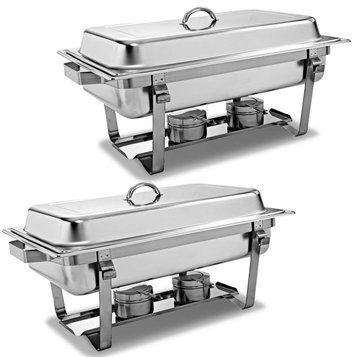 2 Packs Chafing Dish 9 Quart Stainless Steel Rectangular Full Size Buffet