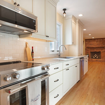 White Kitchen with highlight and large Island