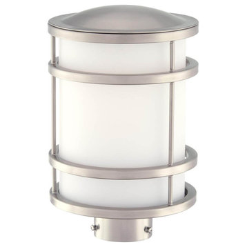 Bay View 1 Light 12" Tall Outdoor Post Light, Brushed Stainless Steel