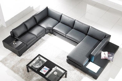 Tosh Lombardy Black Leather Sectional Sofa