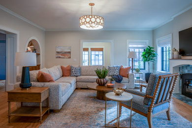Example of a tuscan living room design in Denver
