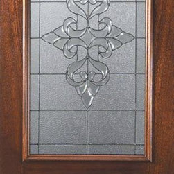 Prehung Single Door 80 Mahogany Renaissance 2 Panel Arch Lite Glass - Front Doors