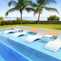 Slim Pool Chaise Sun Lounger, Set of 2, White