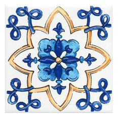 Blue and Yellow Decorative Glazed Tile Design 5, 20 x 20 cm