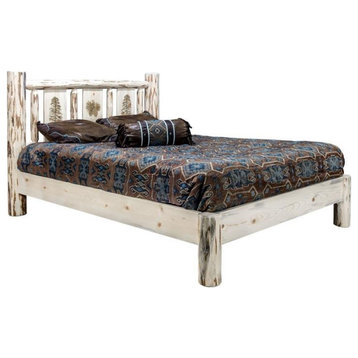 Montana Woodworks Wood California King Platform Bed with Pine Design in Natural