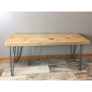 Handmade Coffee Table, Reclaimed Wood, Hairpin Legs, 12x36x18, Natural Wood