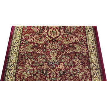 Persian Classics Traditional Stair Runner Red, 31"x7' Rug Runner