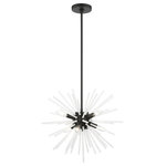 Livex Lighting - Uptown 6 Light Black Pendant Chandelier - The Uptown six light pendant chandelier will become an attention-grabbing feature in your modern home decor. The black finish graces the design with elegance and charm, providing a traditional quality to the appearance. The acid etched rods gives the pendant chandelier a sleek and attractive style.