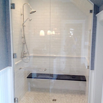 Frameless shower glass-Angled walls and ceilings
