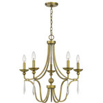 Quoizel - Quoizel JOU5025AB Five Light Chandelier Joules Aged Brass - Bring instant elegance to your home with the Joules collection. The traditional style of this fixture uses clean design components that blend well with many types of home d?cor. It is finished in Aged Brass or Paladian Bronze and detailed with crystal drops to create a regal yet classic look.