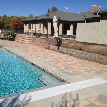 Interlocking Paver Pool Deck, Walls and Landscaping