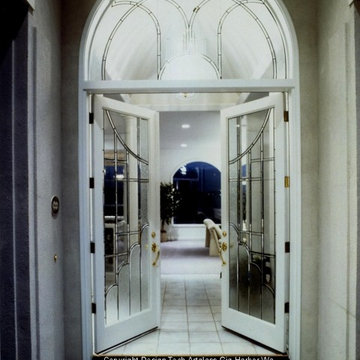 Custom Leaded and Beveled Glass entry.©Design Tech Artglass All Rights Reserved