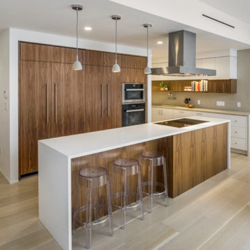 Rift White Oak Wide Plank Flooring, Kitchen with an Island