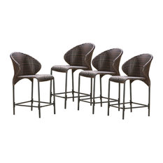 GDF Studio Bennett Multi-brown Wicker Counter Stools, Set of 4