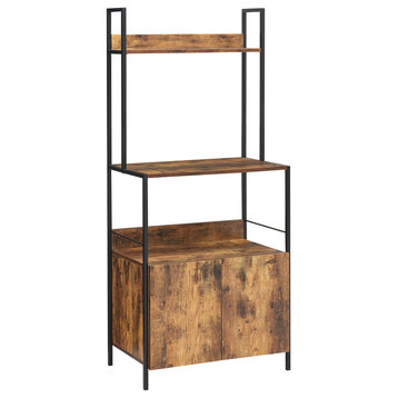 66 Inch Industrial Style 3 Tier Kitchen Baker Rack With Storage Cabinet Rustic