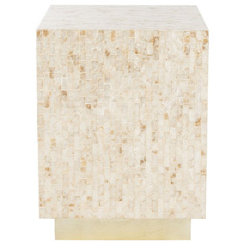 April Rectangle Mosaic Side Table Multi Beige/Gold