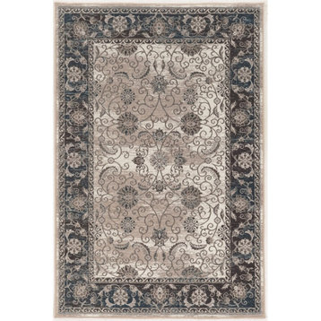 Linon Vintage Microfiber Polyester Isfahan 2'x3' Accent Rug in Gray