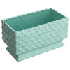 Ceramic Hobnail Planter With Scalloped Edge and Polka Dots, Mint