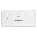 Avanity - Avanity Austen 72 in. Vanity Only in White with Gold Trim - The Austen 72 in. vanity is simple yet stunning. The Austen Collection features a minimalist design that pops with color thanks to the refined White finish with matte gold trim and hardware. The cabinet features a solid wood birch frame, plywood drawer boxes, dovetail joints, a toe kick for convenience, and soft-close glides and hinges. Complete the look with matching mirror, mirror cabinet, and linen tower. A perfect choice for the modern bathroom, Austen feels at home in multiple design settings.
