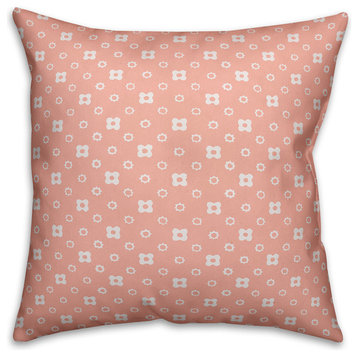 Pink Floral Pattern Outdoor Throw Pillow, 18"x18"