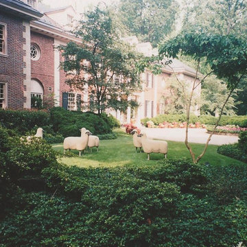 Front Parking Court with Sculptures in Lawn