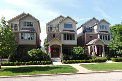 Three-story brick house exterior idea in Chicago