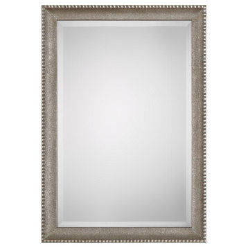 Metallic Silver, Light Gray Wash Rectangular Mirror, Bathroom Mirror, 24 X 34