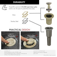 STYLISH Brushed Gold Standard Pop-Up Vessel Sink Drain with Overflow Set of 2