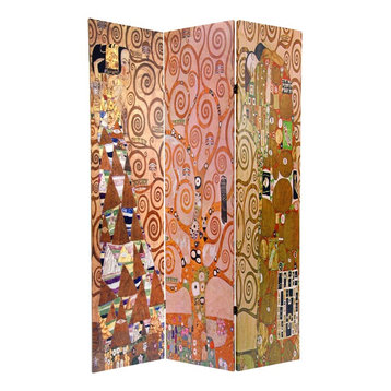 6' Tall Double Sided Works of Klimt Room Divider, Stoclet Frieze