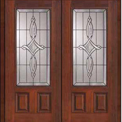 Prehung Entry Double Door 80 Fiberglass Marsais 2 Panel 3/4 Lite - Front Doors