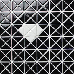 Diamond Pattern: Bold Triangle Tile - TR1-SD-GB-W - Mosaic Tile