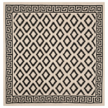 Safavieh Dhurries Collection DHU411 Rug, Ivory/Black, 6' Square