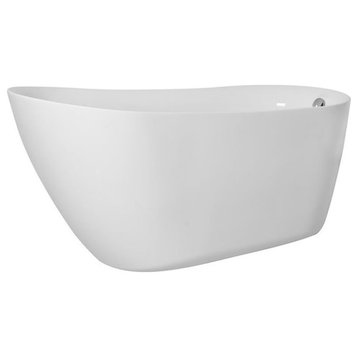 Elegant Decor Chantal 59" Iron and Nylon Soaking Single Slipper Bathtub in White