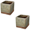 A&B Home Heavy Crackle Finished Small Square Planter Slate Gray 6X6" Set Of 2