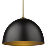Golden Lighting - Zoey Large Pendant, Olympic Gold With Matte Black Shade - Golden Lighting's Zoey Collection is proof that simple can be beautiful. This elegantly utilitarian series has the chic versatility to enhance the style of a variety of spaces. The smooth lines of this minimalist design pair well with transitional to modern decors. The cleanness of the contemporary look gives the fixtures a slightly industrial feel. Zoey is offered in two sizes with three smooth finish options; Matte Black, Olympic Gold, and Pewter. The shades are available in three matte finishes; Matte Black, Matte Gray, and Matte White. The color of the shade's interior consistently matches the shade's exterior finish. The silhouette of the metal shade is a modern update to the classic dome shape. This large pendant will provide bright light when grouped over a kitchen island or hung individually over a breakfast table.