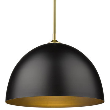Zoey Large Pendant, Olympic Gold With Matte Black Shade
