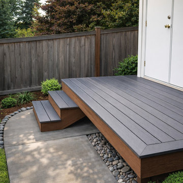 Simple Gray Composite Back Door Deck in Olympia, WA