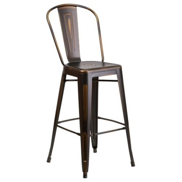Bowery Hill 30" Industrial Metal Bar Stool in Distressed Copper