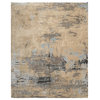 8'x10' Hand Knotted Wool and Silk Oriental Area Rug, Beige, Tan Color