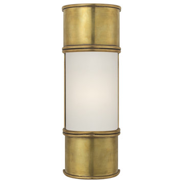 Oxford Bathroom Wall Sconce, 1-Light  Burnished Brass, Frosted Glass, 12"H