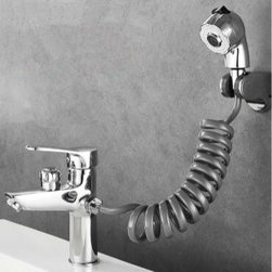 Contemporary Chrome Basin Faucet Brass Mixer with Hand Shower Bathroom Sink Fauc - Bathroom Sink Faucets