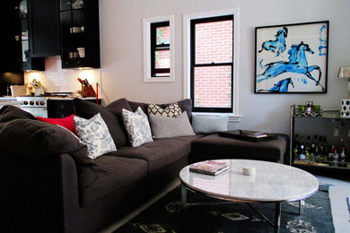 Eclectic living room photo in Montreal