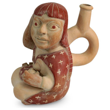 NOVICA Moche Mother And Ceramic Sculpture