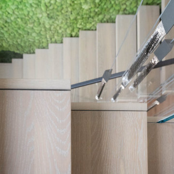 Electic Switchback Staircase with Glass Railing