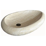 Villohome - Troia Light Travertine Natural Stone Teardrop Shape Sink (W)14" (L)20" (H)5" - Troia Light Travertine Natural Stone Teardrop Shape Vessel Sink (W)14" (L)20" (H)5" is Handcrafted in Turkey and suitable for above-countertop installation.