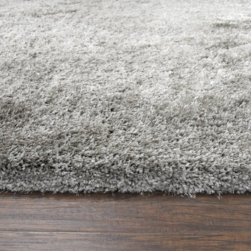 Rizzy Home Commons CO291A Silver Solid Area Rug, Round 3'x3'