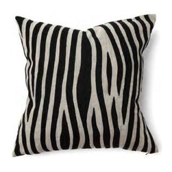 Zebra Embroidered Stripe Pillow - Decorative Pillows