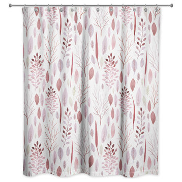Watercolor Leaves 4 71x74 Shower Curtain