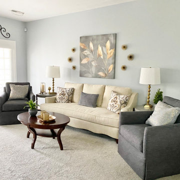 Gray and Cream Transitional Living Room